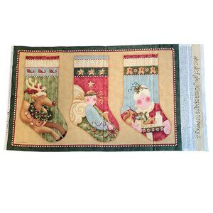 Peppermint & Hollyberries Christmas Stocking or Quilt Project Panel Fabric Angel